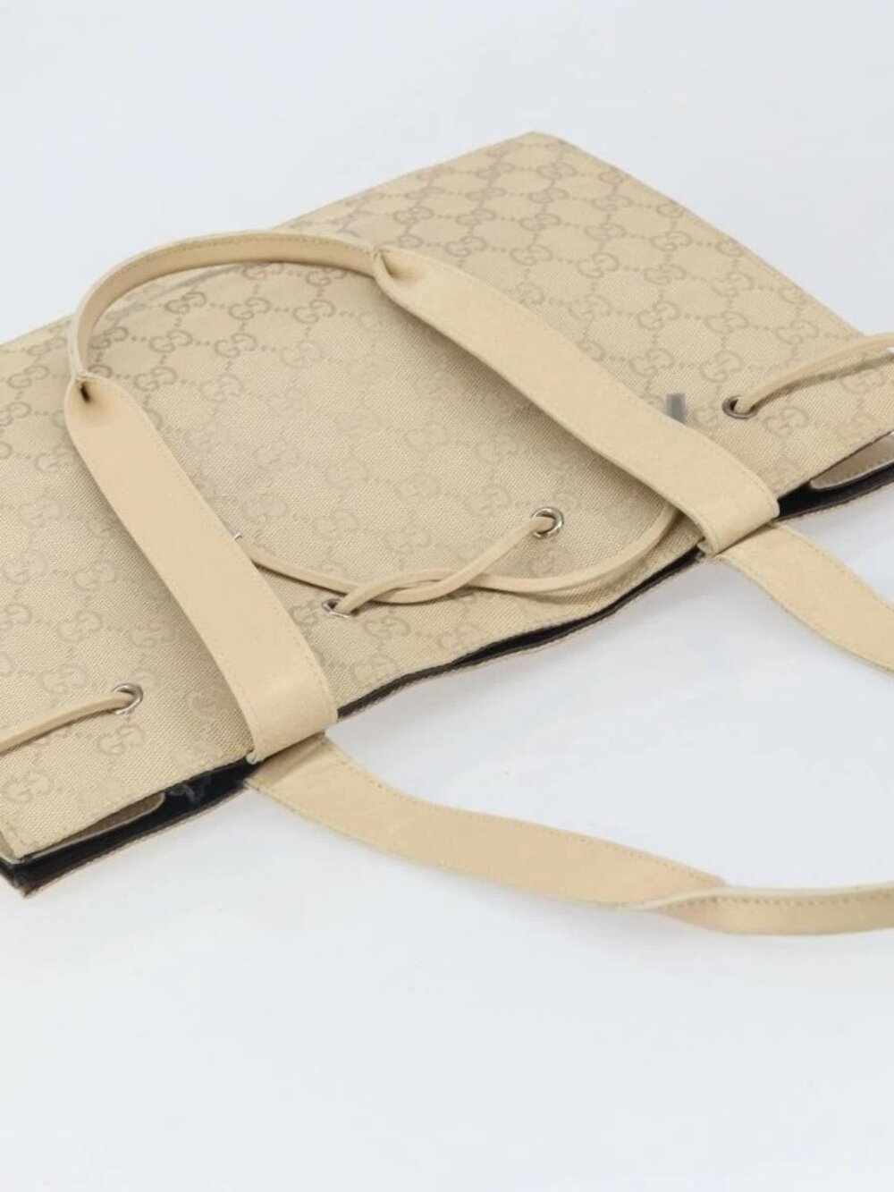 GUCCI GG Canvas Tote Bag Beige Silver 002 1053 Auth 170373 - Picture 6 of 16